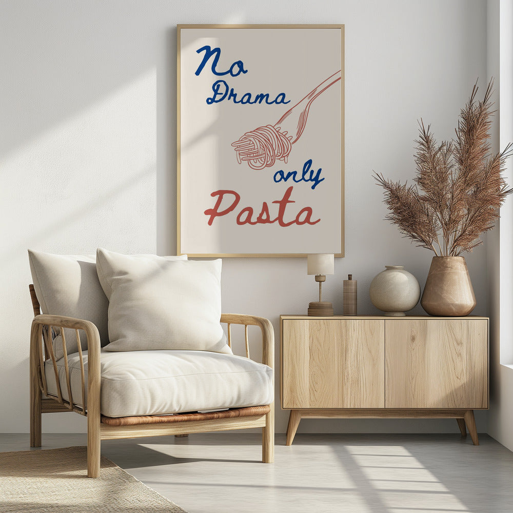 No drama only pasta, Illustration + Text | Poster