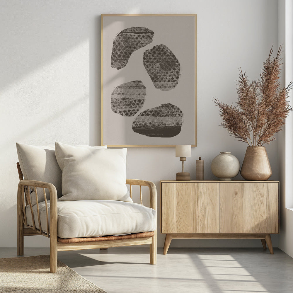 Stonescape – Abstract Organic Shapes in Taupe and Brown | Poster