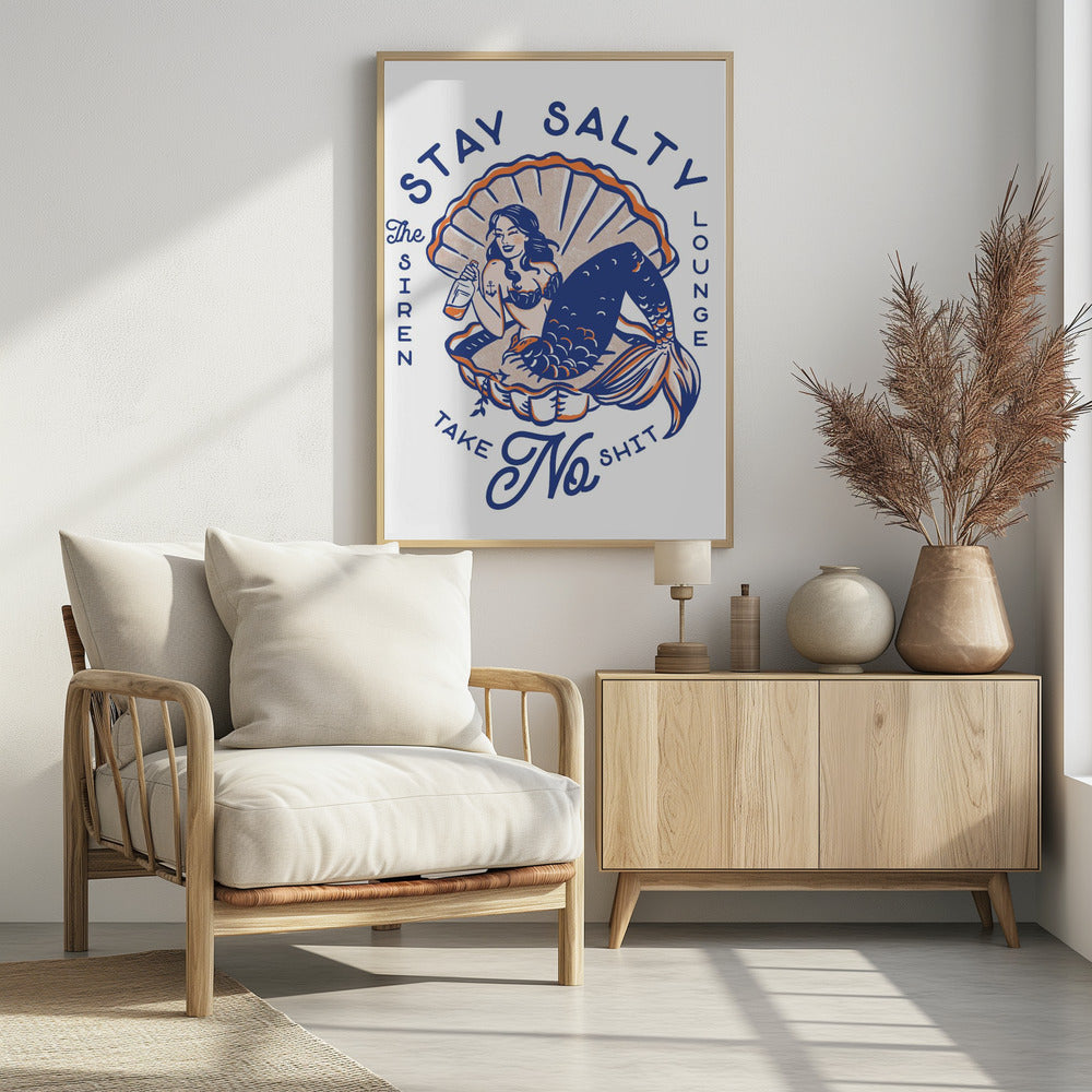 Stay Salty Siren Lounge Pin-Up Mermaid | Poster