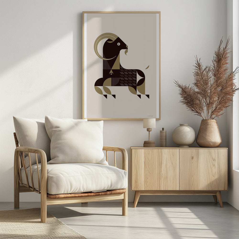 Golden Animals - Kri Kri Goat (White) | Poster