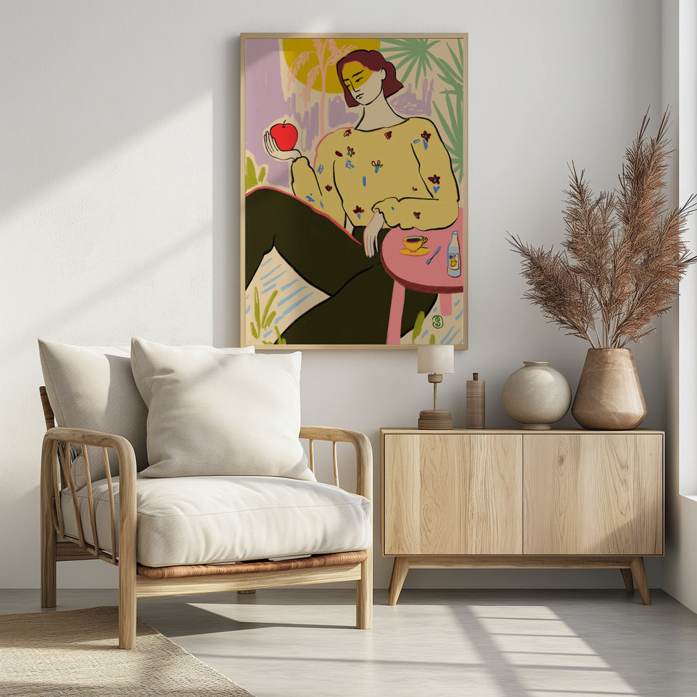 Woman With Apple | Poster