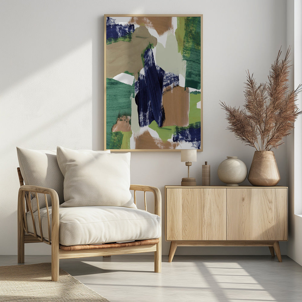 Abstract Blue Green Beige No 1 | Poster