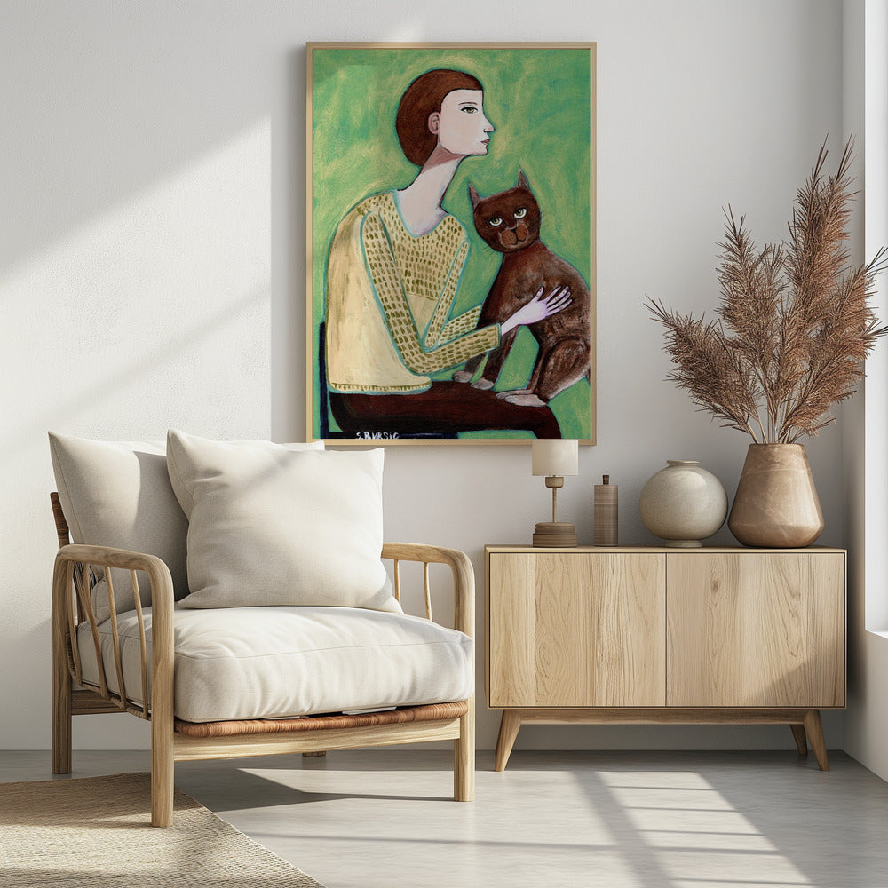 Woman with cat | Poster
