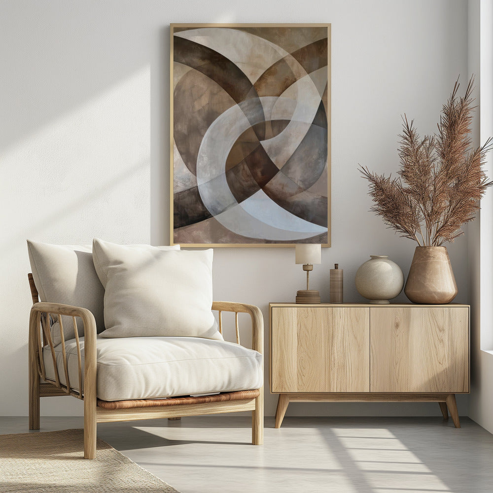 Abstract Art Beige Brown Geo Abstract | Poster