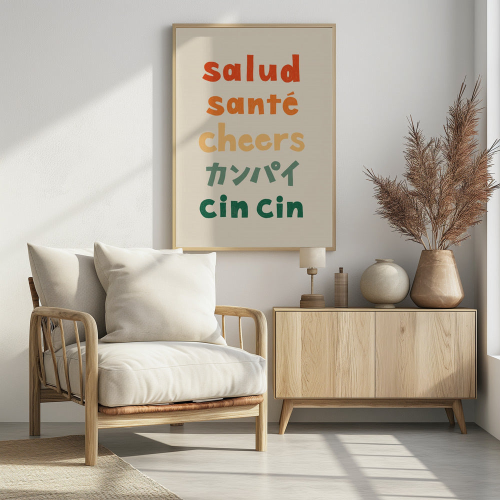 Cheers Typography - Salud Santé Cheers Kanpai Cin cin | Poster