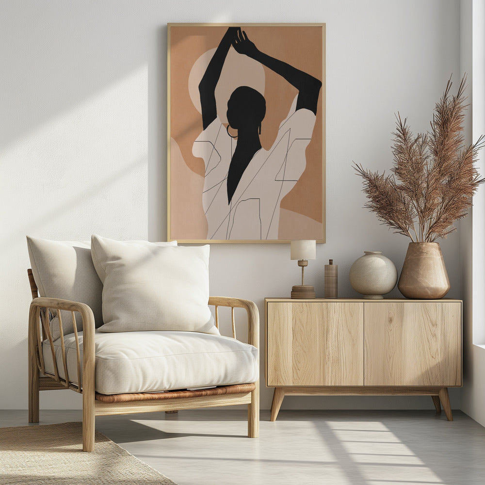 Minimal Abstract Art Sunset Girl | Poster