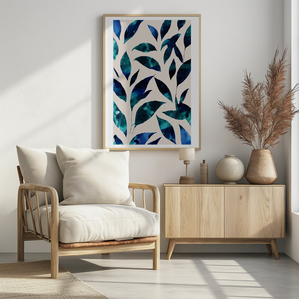 Leaves In Shades Of Blue And Green | Poster