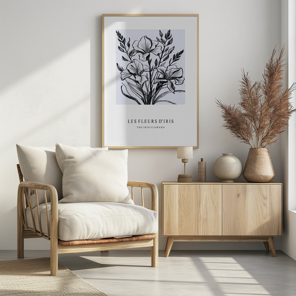 Iris Flowers In A Monochrome Illustration | Poster