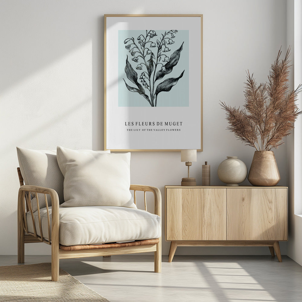 Lily of the Valley Flowers In A Monochrome Illustration | Poster