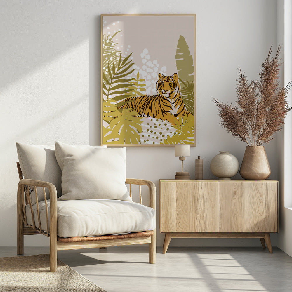 Tiger Laying Down By Cats and Dotz 30 X 42 Inches | Poster