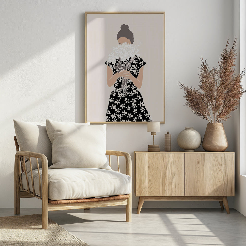 Girl With Flower Bouquet | Poster