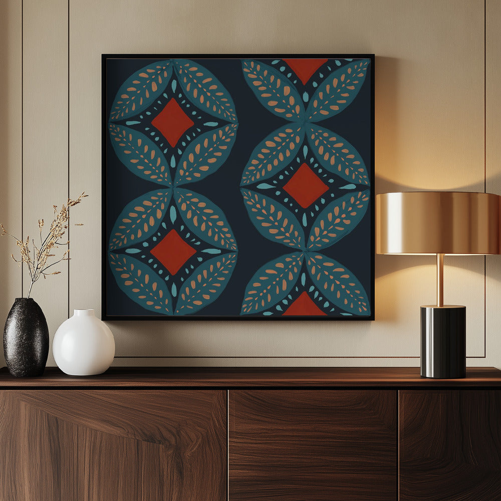 Geometric Leaves Modern Medallion Mosaic | Poster