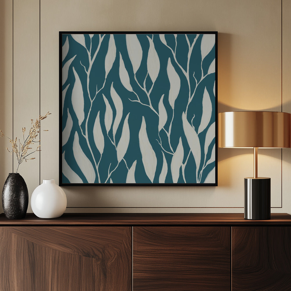 Tranquil Trailing Eucalyptus Branches Painted in Gouache | Poster