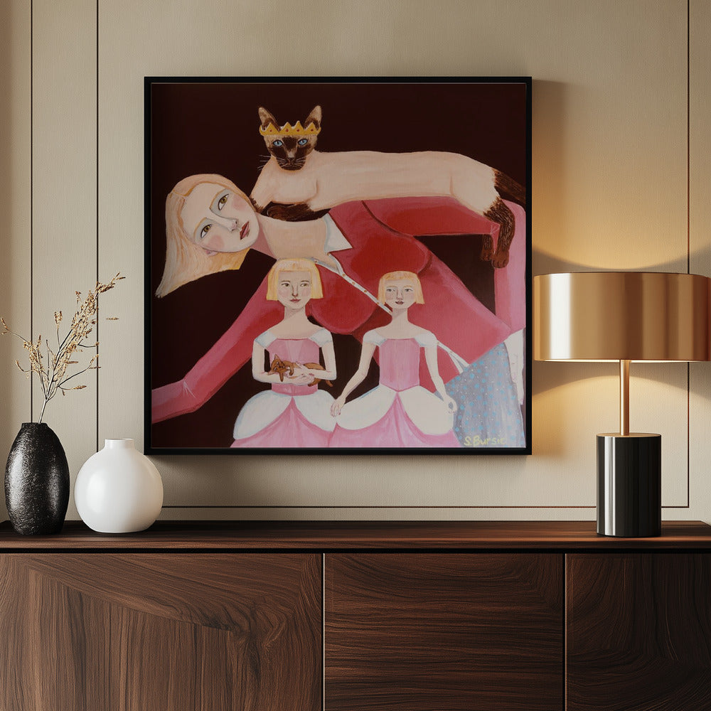 Cat Lady with Siamese Cat with Crown | Poster