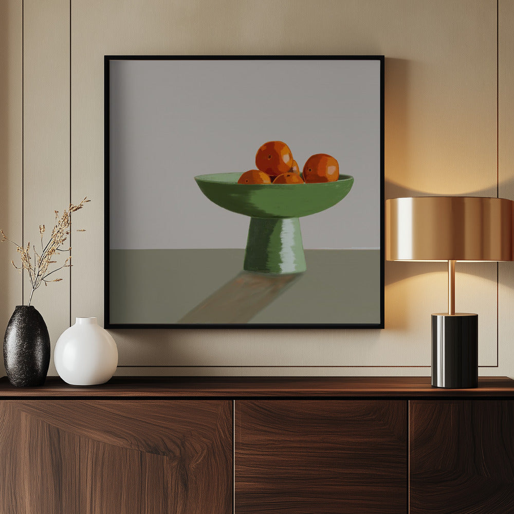 Mandarins in green bowl. | Poster