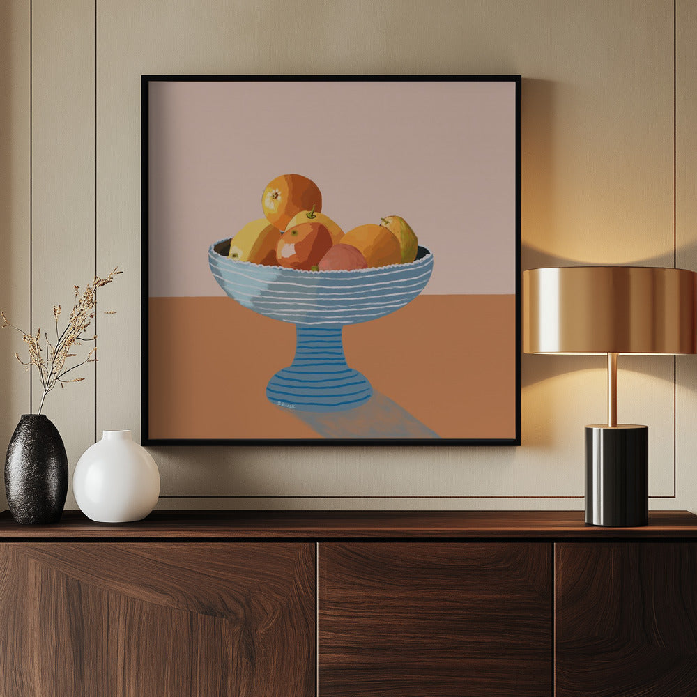 Blue fruit bowl | Poster