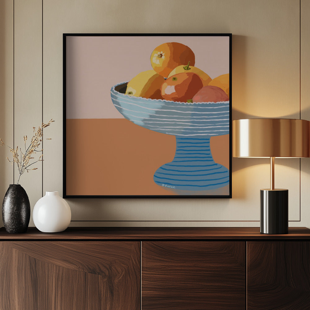 Blue fruit bowl | Poster