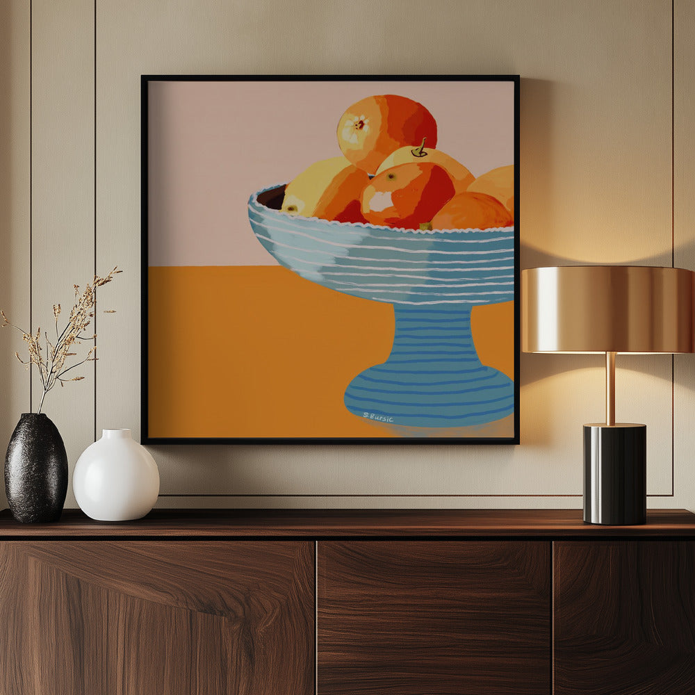 Blue fruit bowl bright | Poster