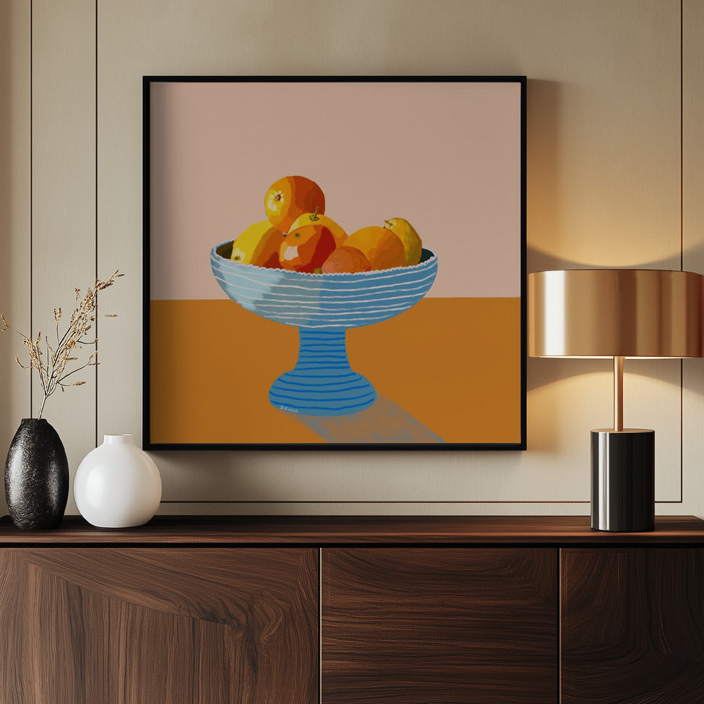 Blue fruit bowl bright | Poster