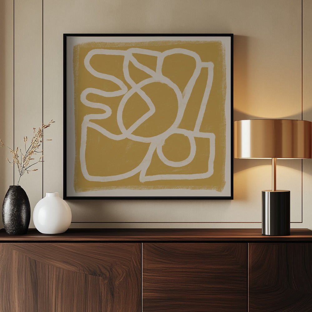 Line Abstract Gold Tans | Poster