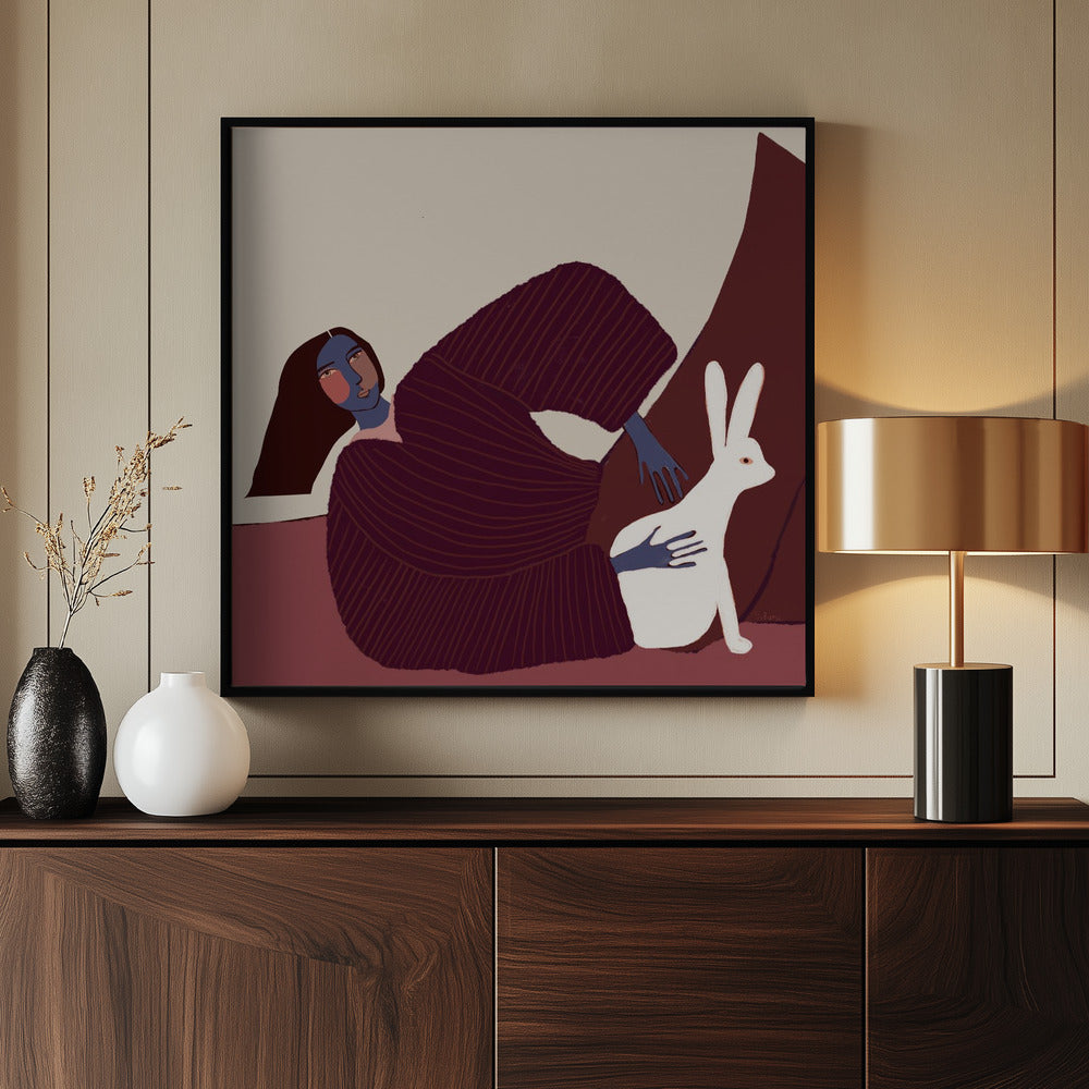 Lady and rabbit | Poster