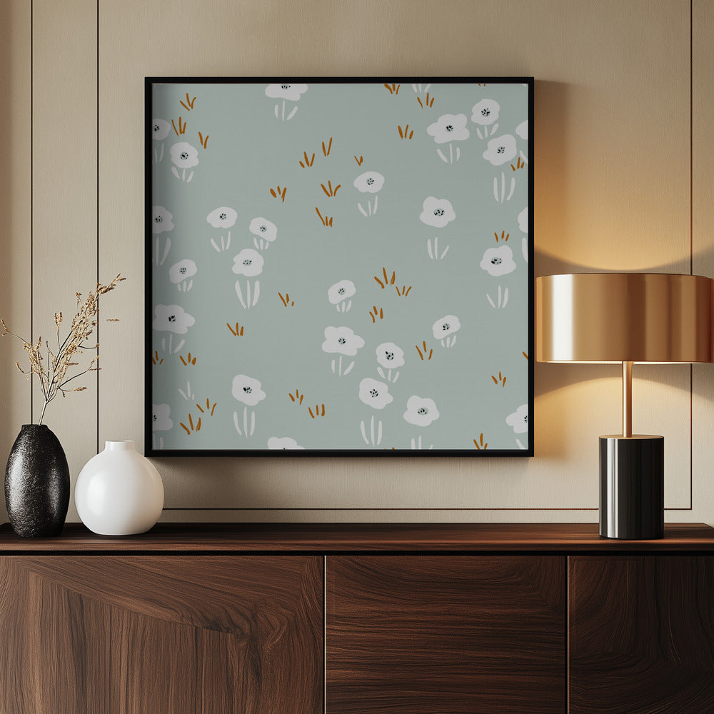 Minimalistic Wildflower Meadow Mint Pattern | Poster