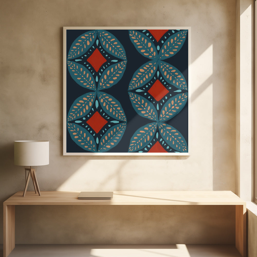 Geometric Leaves Modern Medallion Mosaic | Poster
