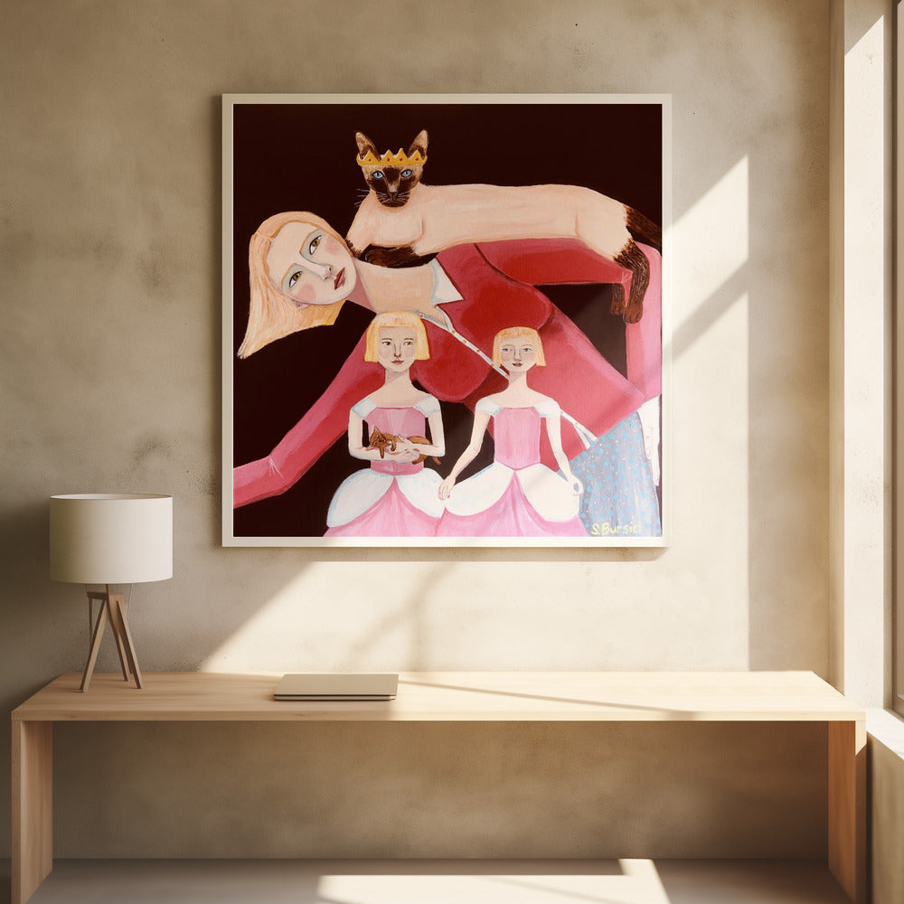 Cat Lady with Siamese Cat with Crown | Poster
