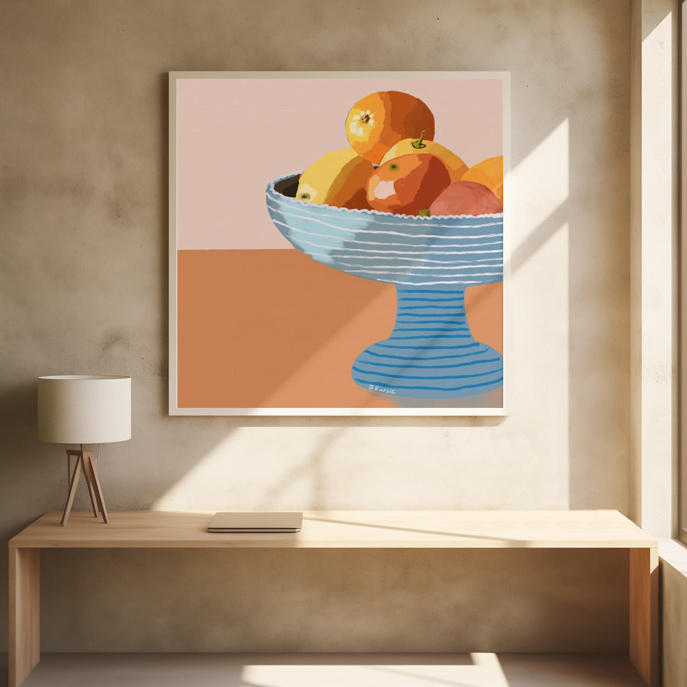 Blue fruit bowl | Poster