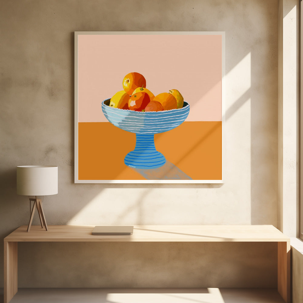 Blue fruit bowl bright | Poster
