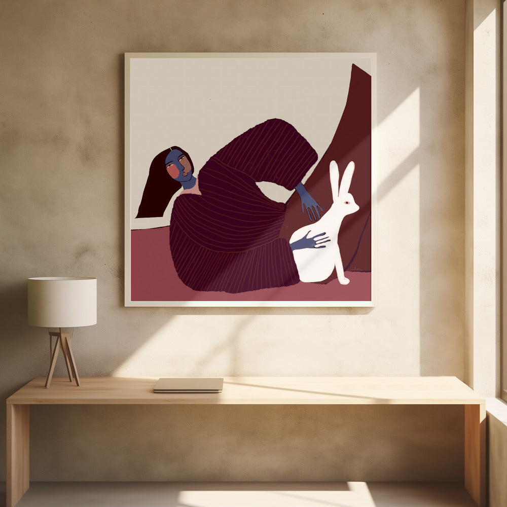 Lady and rabbit | Poster