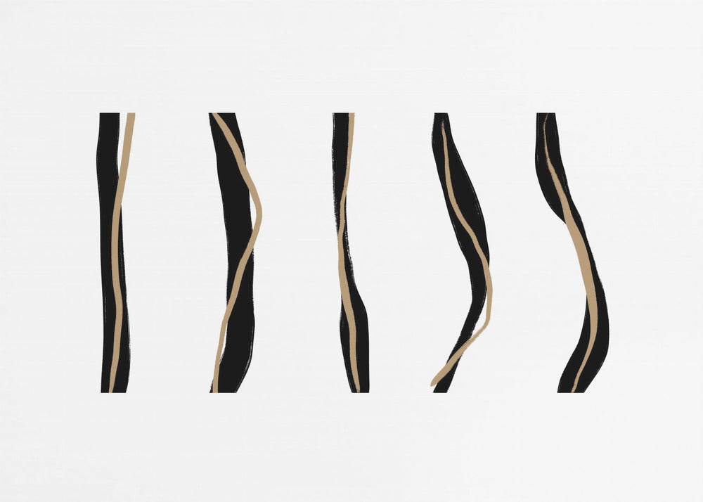 Black And Beige Wavy Lines On A White Background | Wallpaper