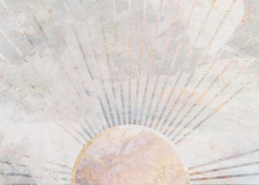 Gold sun rays mural concrete | Wallpaper