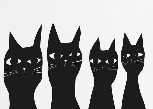 Four black cats | Canvas