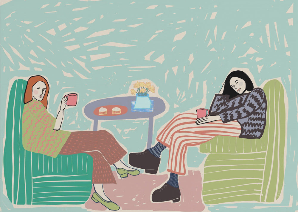 Friends sipping coffee | Canvas