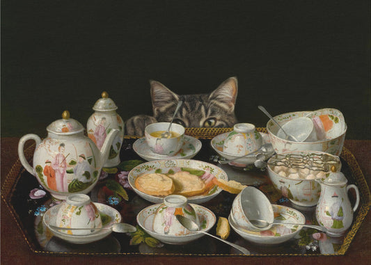 A Tea Set With A Cat | Canvas
