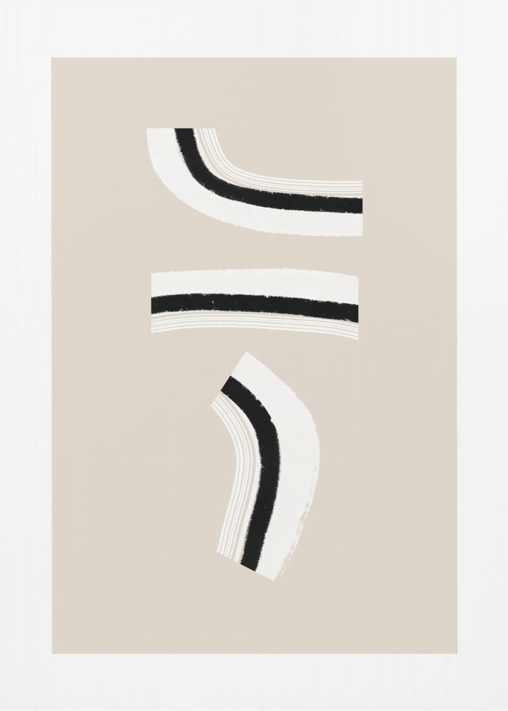 Minimalist Black and White Curved Lines | Canvas