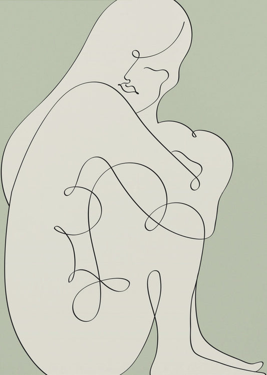 Sitting Woman Green | Canvas