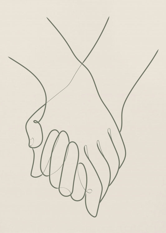 Holding Hands Green | Canvas