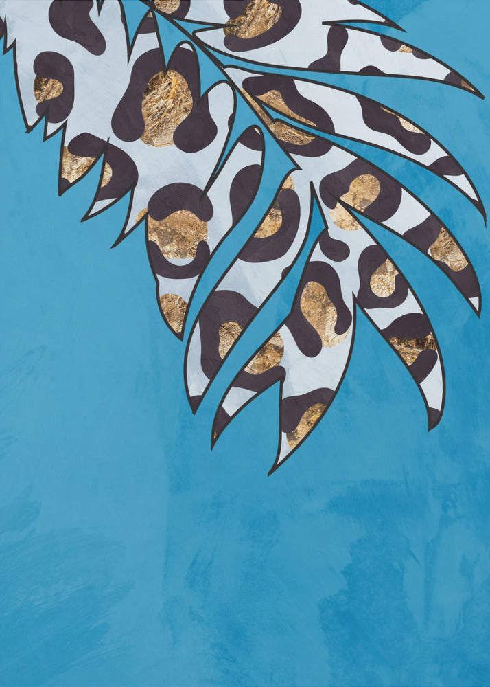 Blue leopard print animal leaf | Canvas