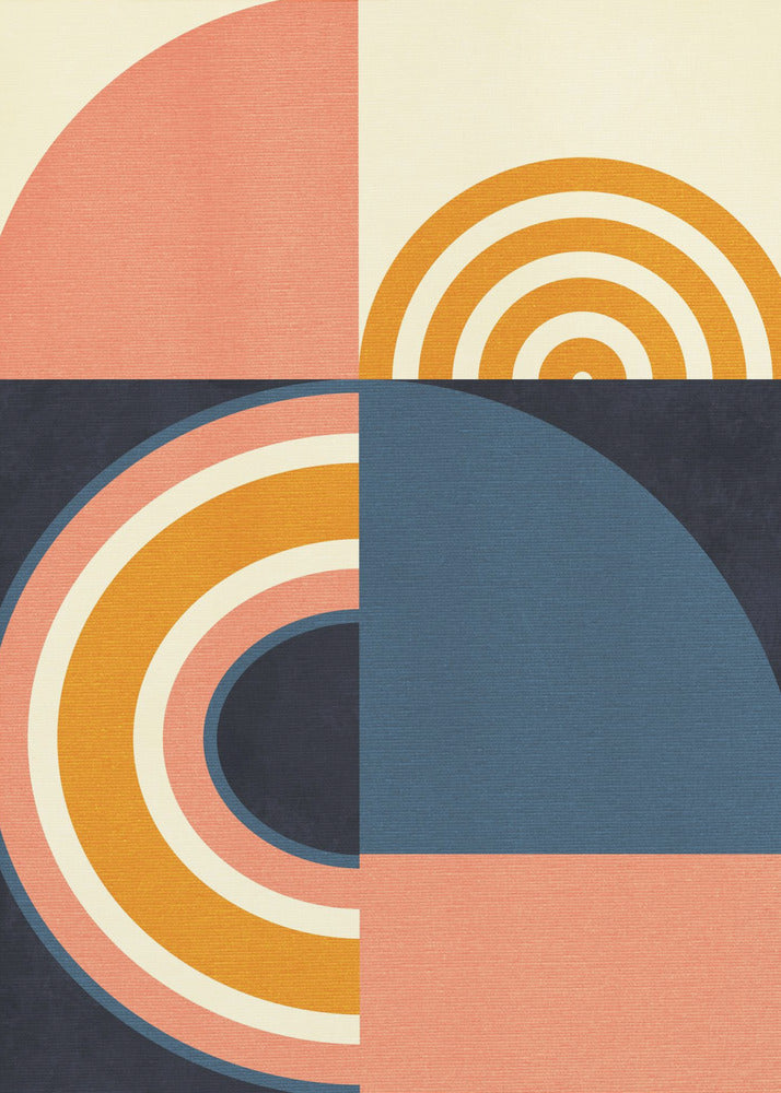 Rainbow Plus Shapes Blue Mustard9 | Canvas