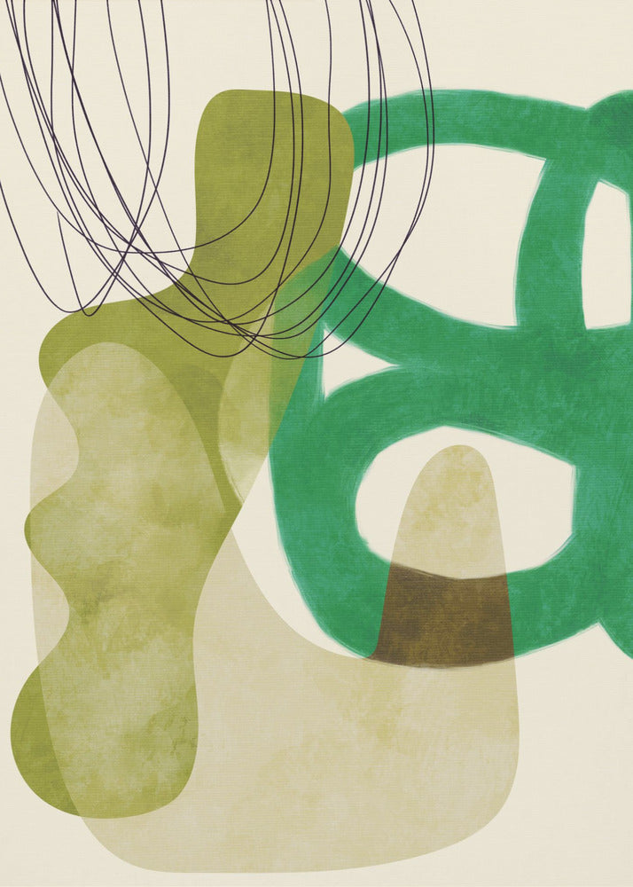 Painted Lines Green Tan Kopie | Canvas