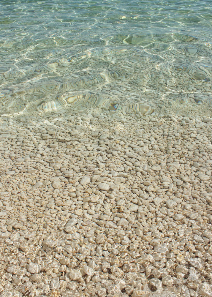 Aqua Ocean and Golden Pebbles | Poster