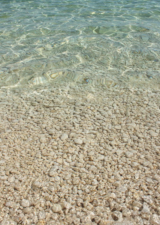 Aqua Ocean and Golden Pebbles | Poster