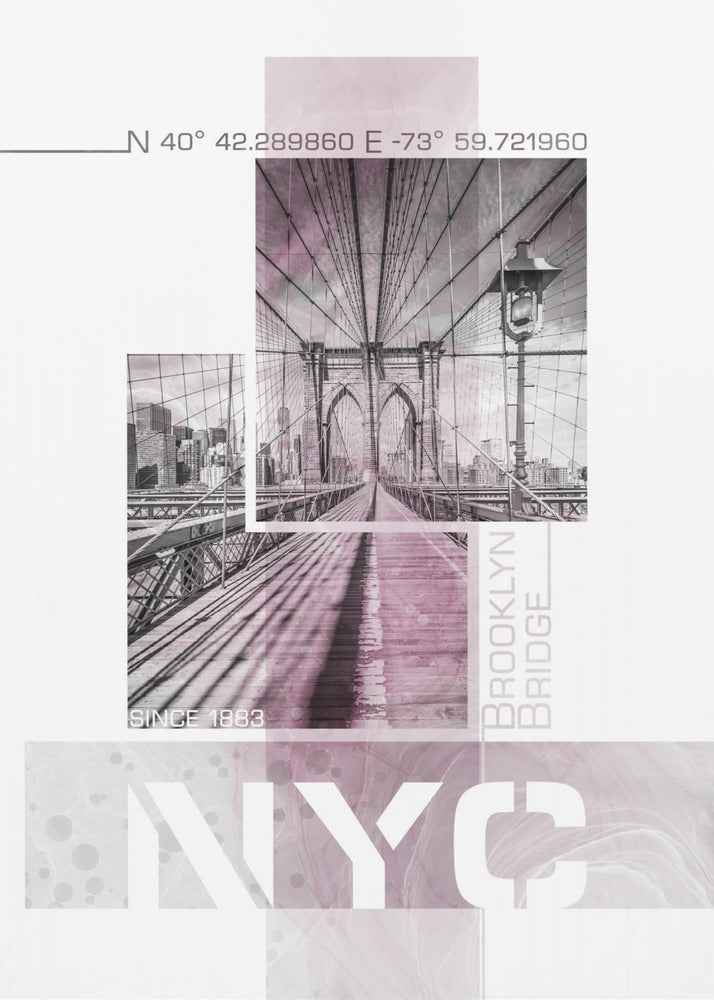 Poster Art NYC Brooklyn Bridge | pink marble | Poster