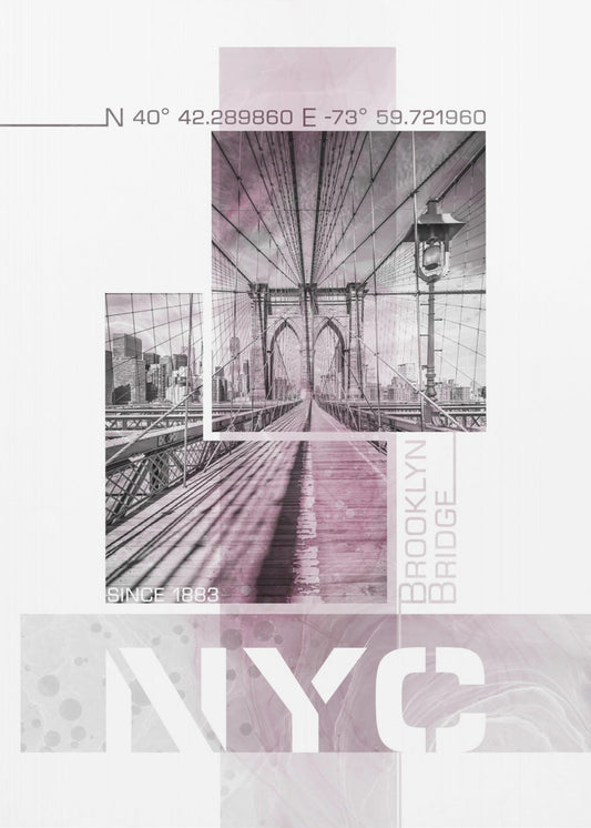 Poster Art NYC Brooklyn Bridge | pink marble | Canvas