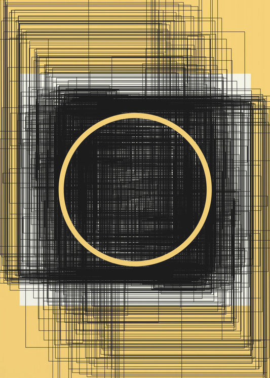 Yellow Circle and Black Lines | Canvas