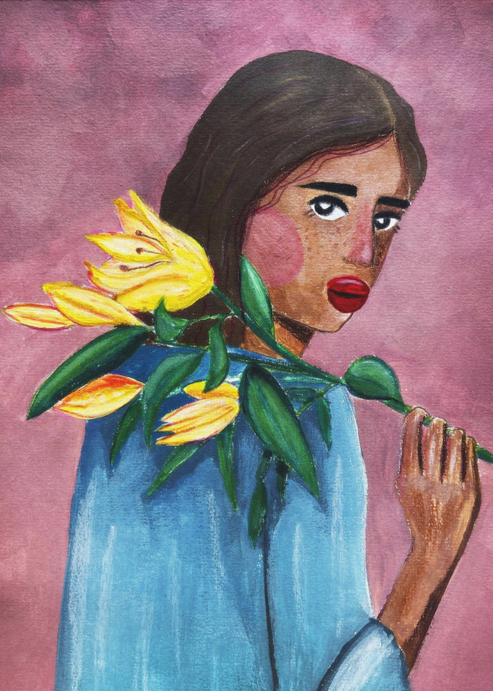 Woman With Lily | Canvas