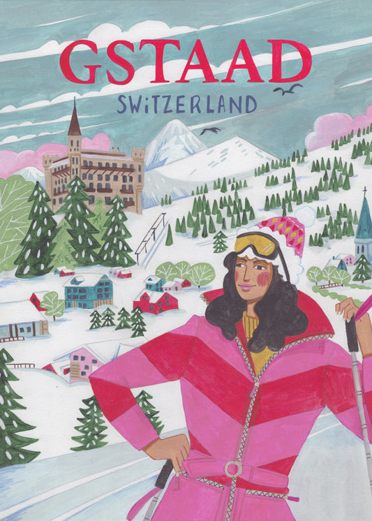 Travel Poster Woman in Gstaad, Switzerland | Poster