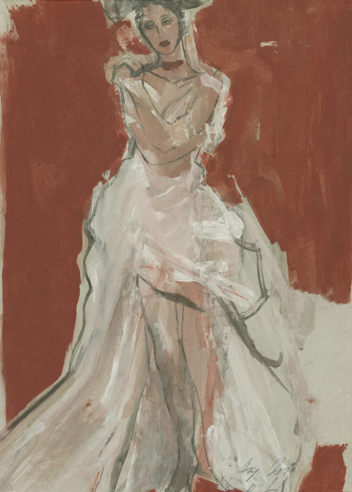 Stylish Woman in a Flowing White Dress | Canvas